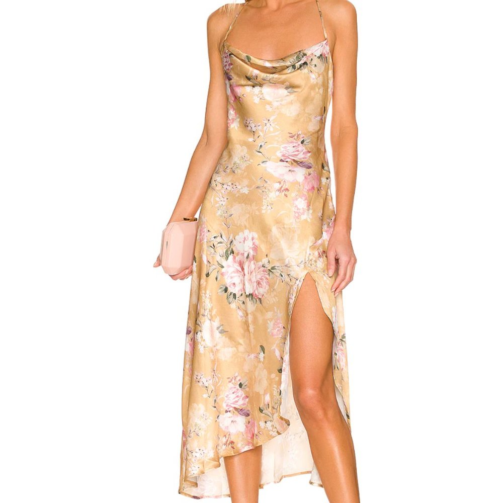 Gaia Dress ASTR the Label brand; Mustard Floral